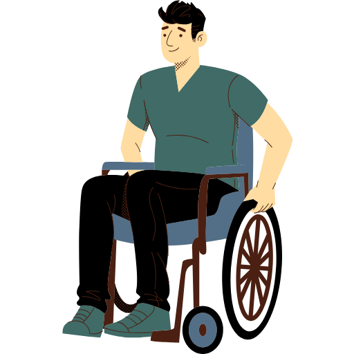 illustration of a disabled man on wheelchair