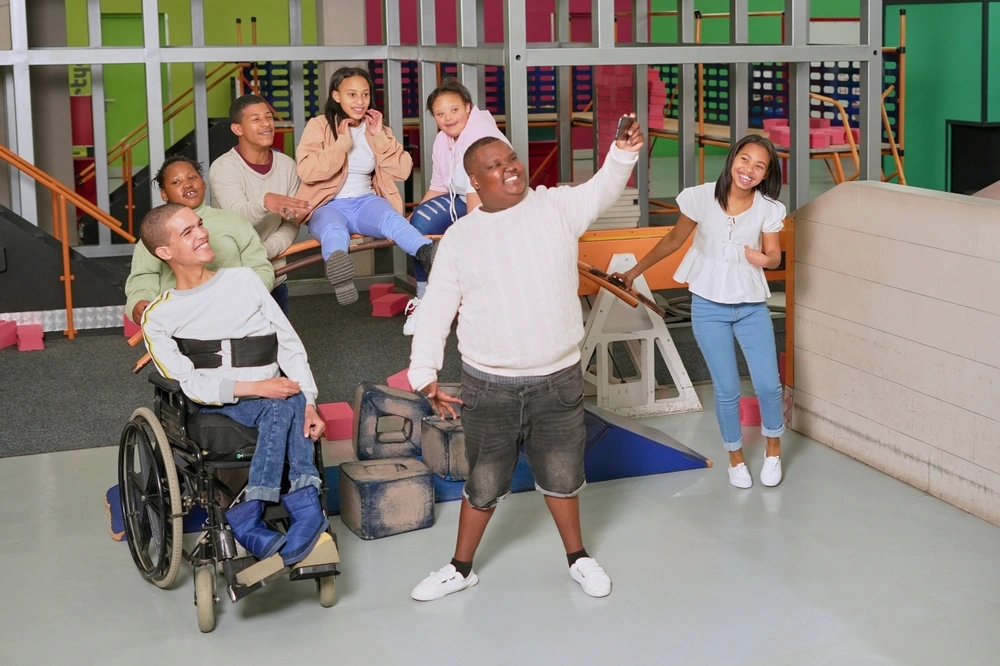 group of friends having fun and clicking a selfie